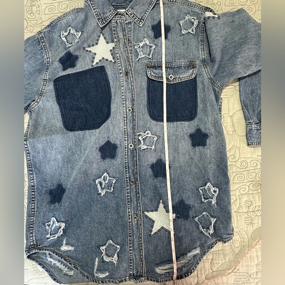 NWT Free People One Teaspoon Everyday Denim Classic Star Shirt XS Johnny Blue - Picture 9 of 10